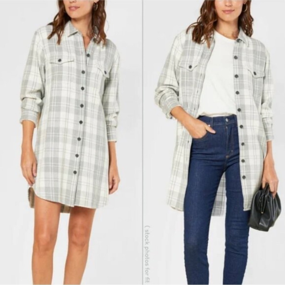 OUTERKNOWN Blanket Shirt Dress Women Org Cotton Pink Twill Long Sleeve Button
